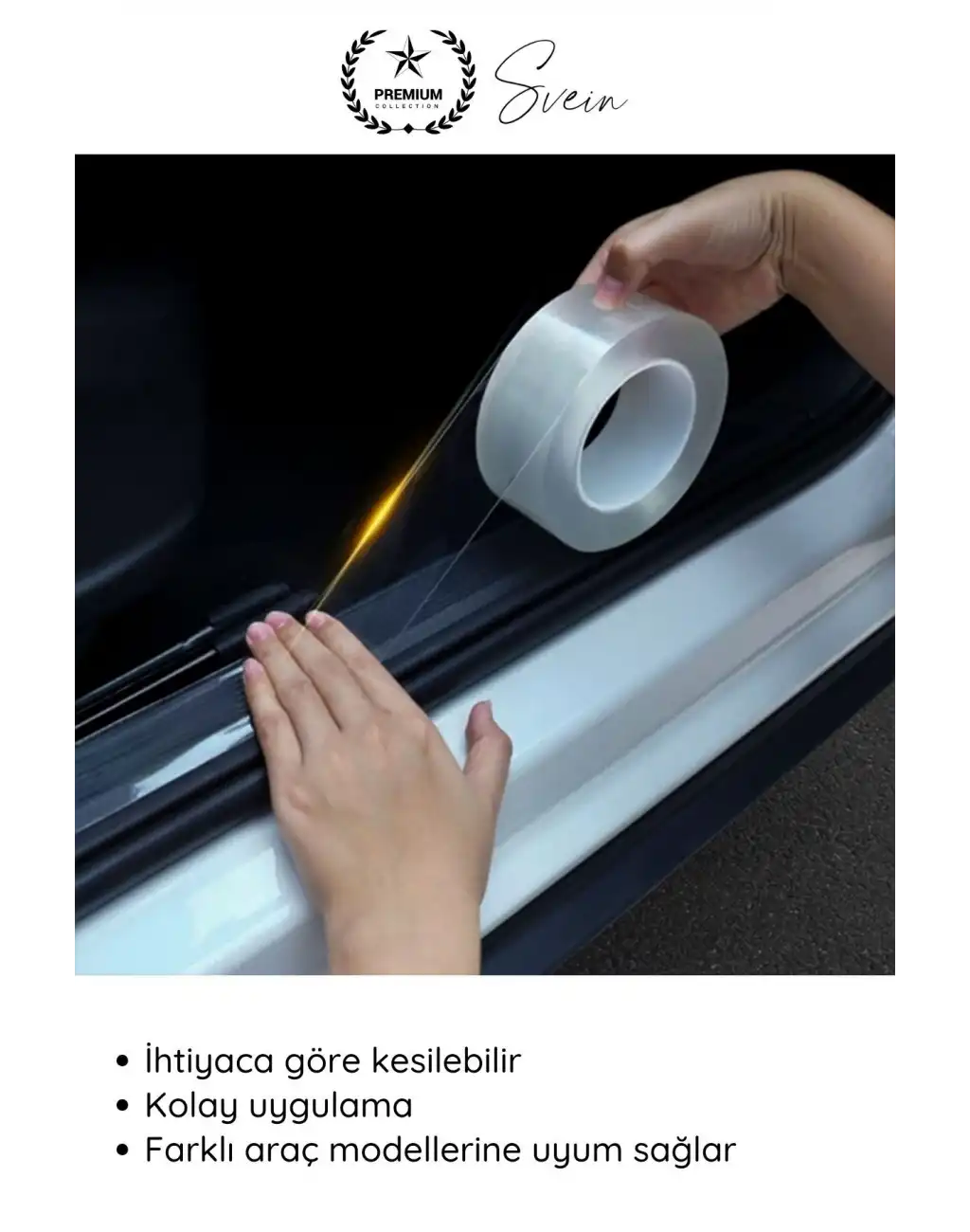 #KapıKoruma 4 Adet 3 Metre Oto Kapı Çizik Önleyici Şeffaf Koruma Bandı Darbe Koruyucu İz Bırakmaz