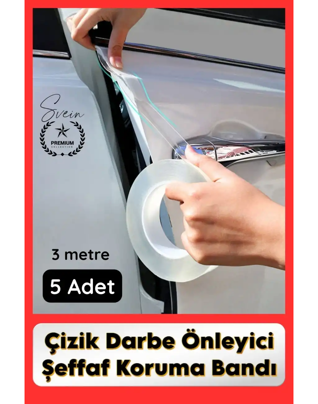#KapıKoruma 5 Adet 3 Metre Oto Kapı Çizik Önleyici Şeffaf Koruma Bandı Darbe Koruyucu İz Bırakmaz