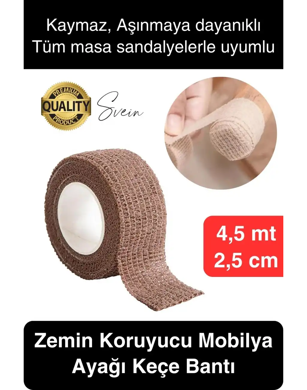 Özel Üretim 4,5 mt Zemin Koruyucu Ses Önleyici Keçe Bant Mobilya Eşya Ayağı Çizilmelere Karşı Koruma