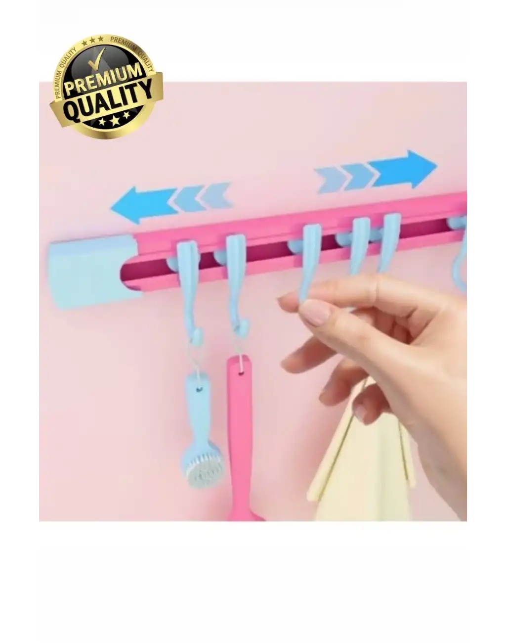 #Organizer Pratik Kullanım Depolama Düzen Raylı Hareketli Mutfak Banyo Düzenleyici Askı 10 Kancalı