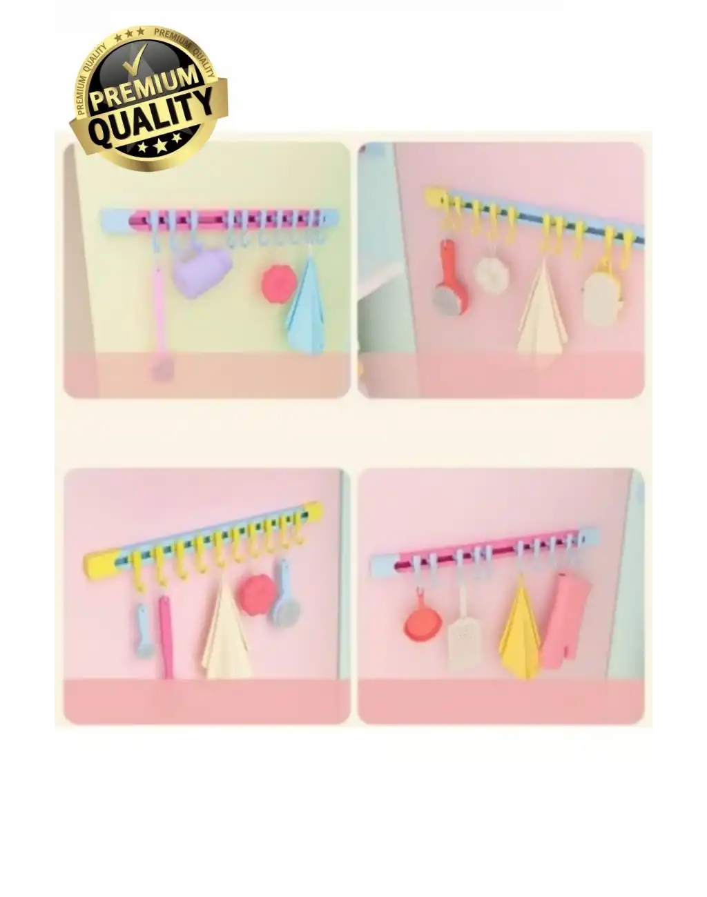 #Organizer Pratik Kullanım Depolama Düzen Raylı Hareketli Mutfak Banyo Düzenleyici Askı 10 Kancalı