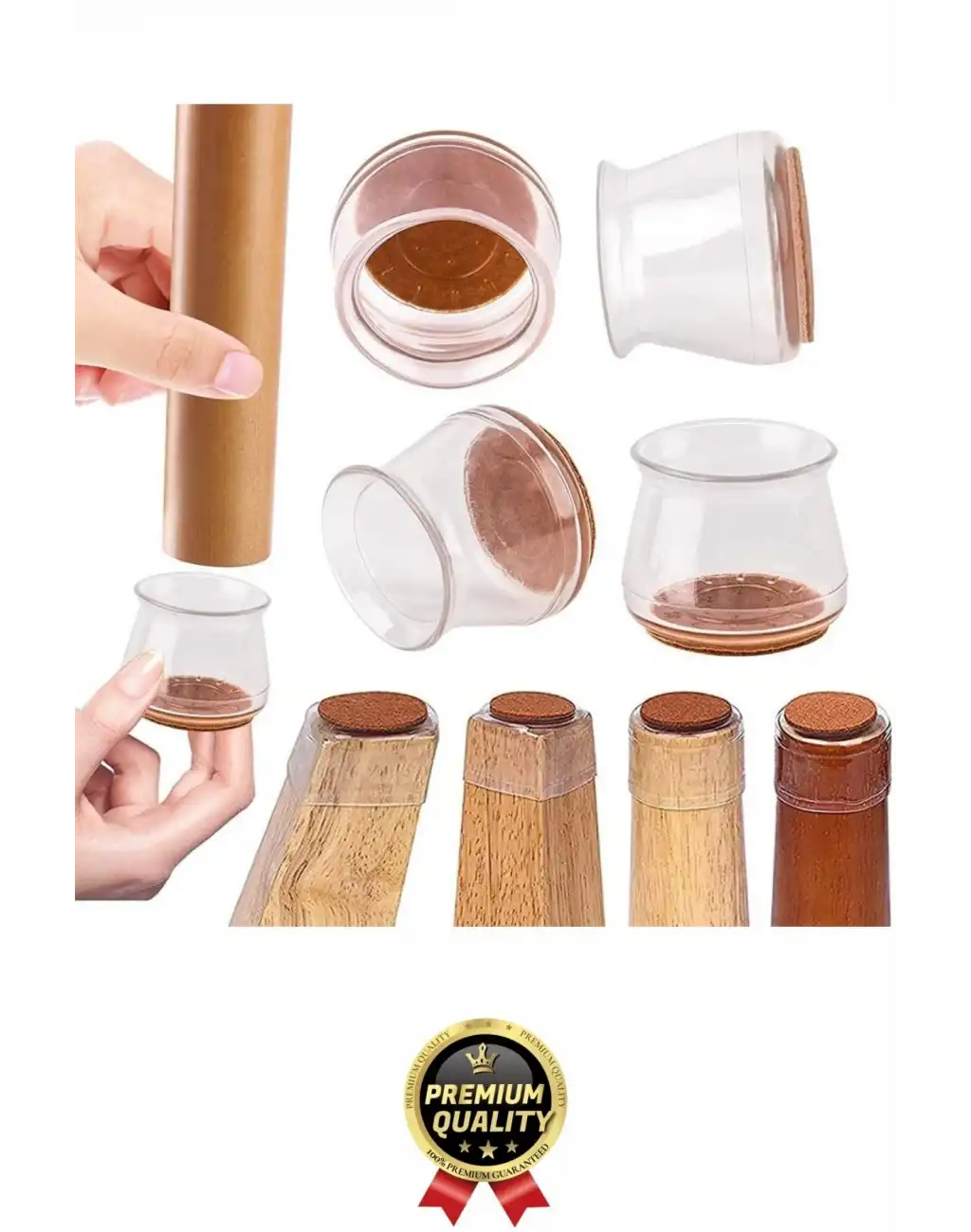 #Sandalye Sessiz Sürtünme Çizilme Önleyici Keçeli Şeffaf Silikon Sandalye Ayak Koruma Pedi 4 Adet