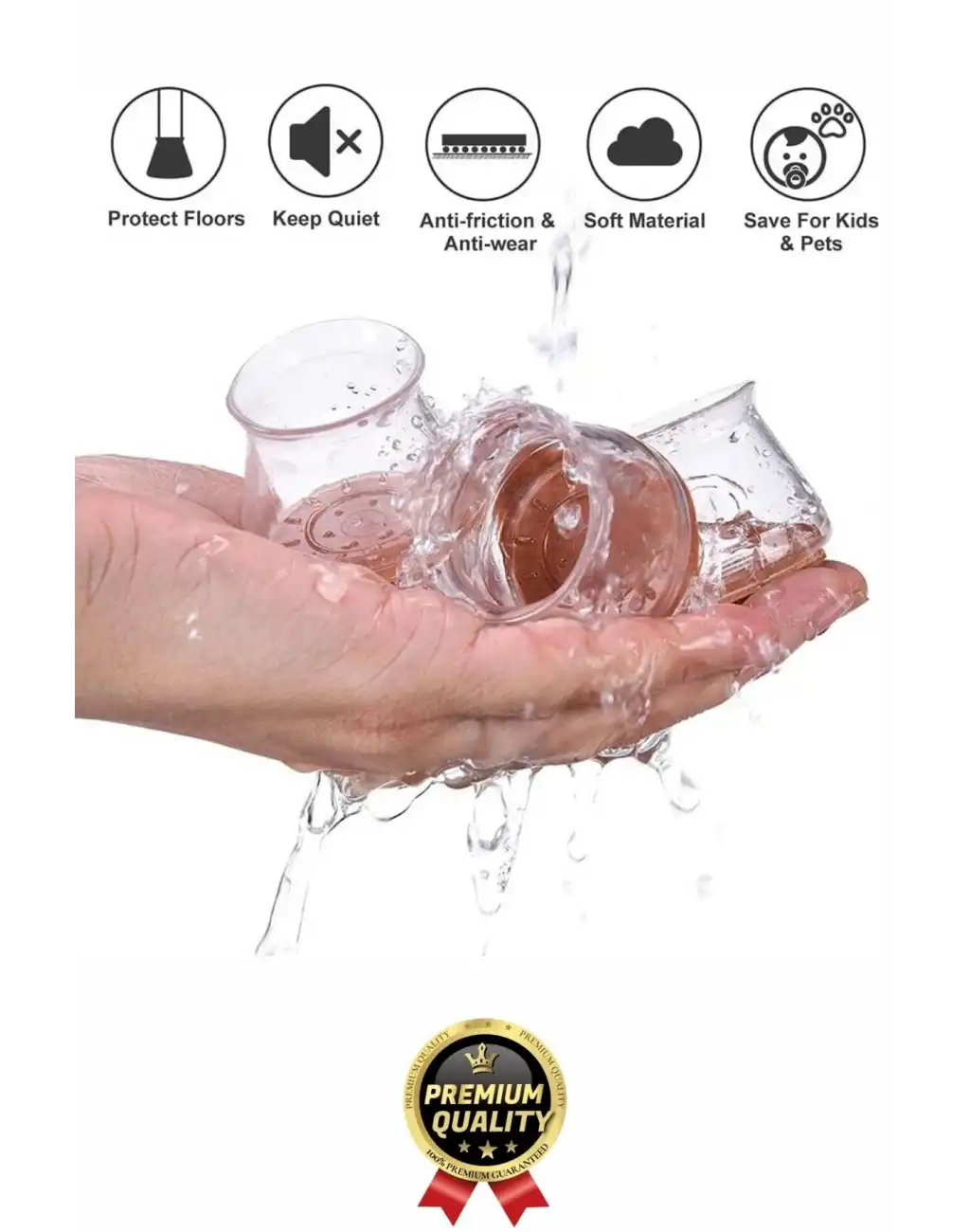 #Sandalye Sessiz Sürtünme Çizilme Önleyici Keçeli Şeffaf Silikon Sandalye Ayak Koruma Pedi 4 Adet