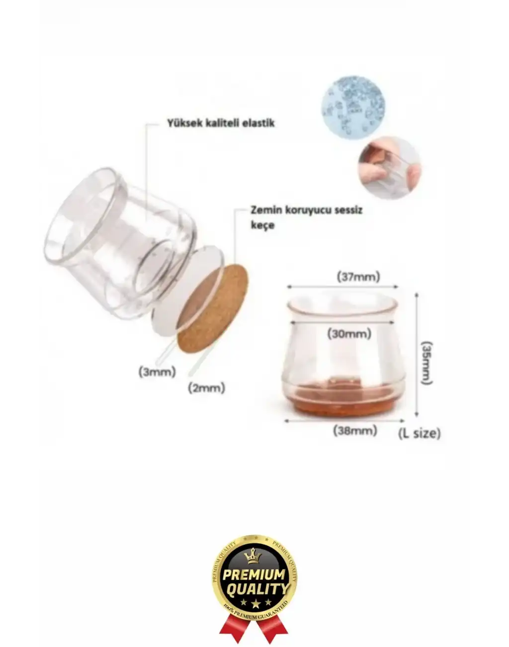 #Sandalye Sessiz Sürtünme Çizilme Önleyici Keçeli Şeffaf Silikon Sandalye Ayak Koruma Pedi 4 Adet