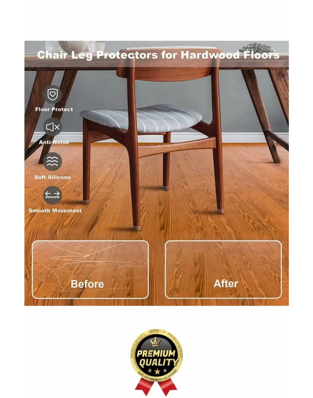 #Sandalye Sessiz Çizilme Sürtünme Önleyici Keçeli Şeffaf Silikon Sandalye Ayak Koruma Pedi 8 Adet