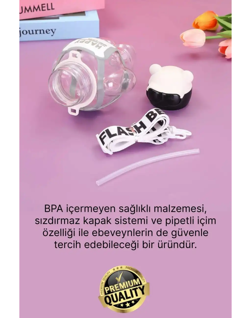 #Matara Kaliteli BPA İçermez Pipetli Askılı Çocuk Okul 3D Desenli Sevimli Robot Şeklinde Su Matarası