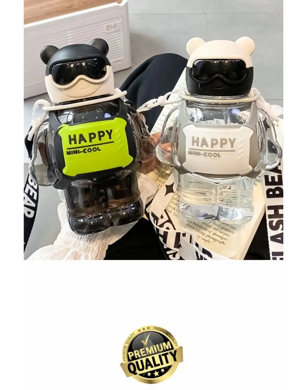 #Matara Kaliteli BPA İçermez Pipetli Askılı Çocuk Okul 3D Desenli Sevimli Robot Şeklinde Su Matarası