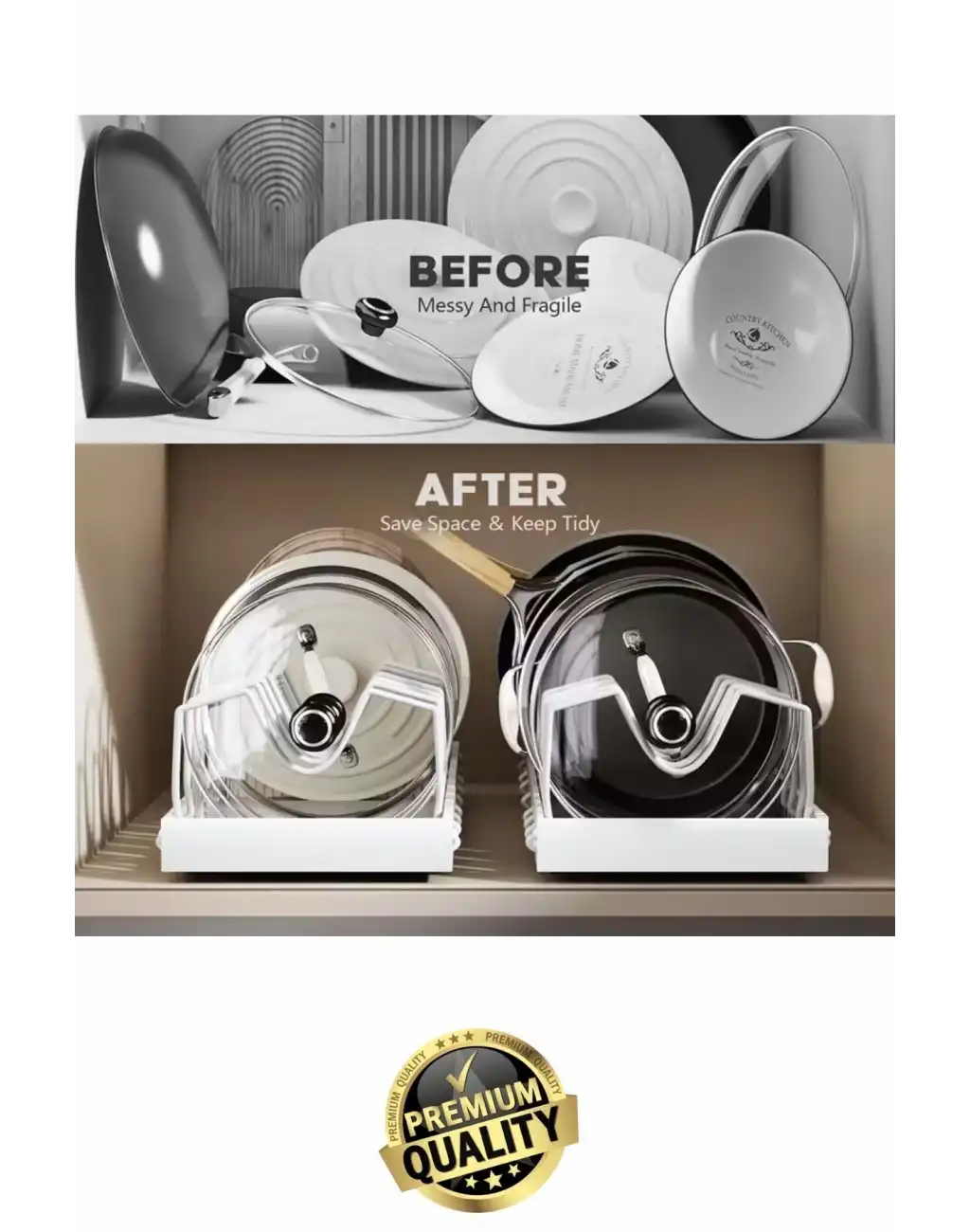 #Organizer Çok Amaçlı Ayarlanabilir Mutfak Metal Beyaz Renk Teleskopik Raylı Tava Tencere Organizeri