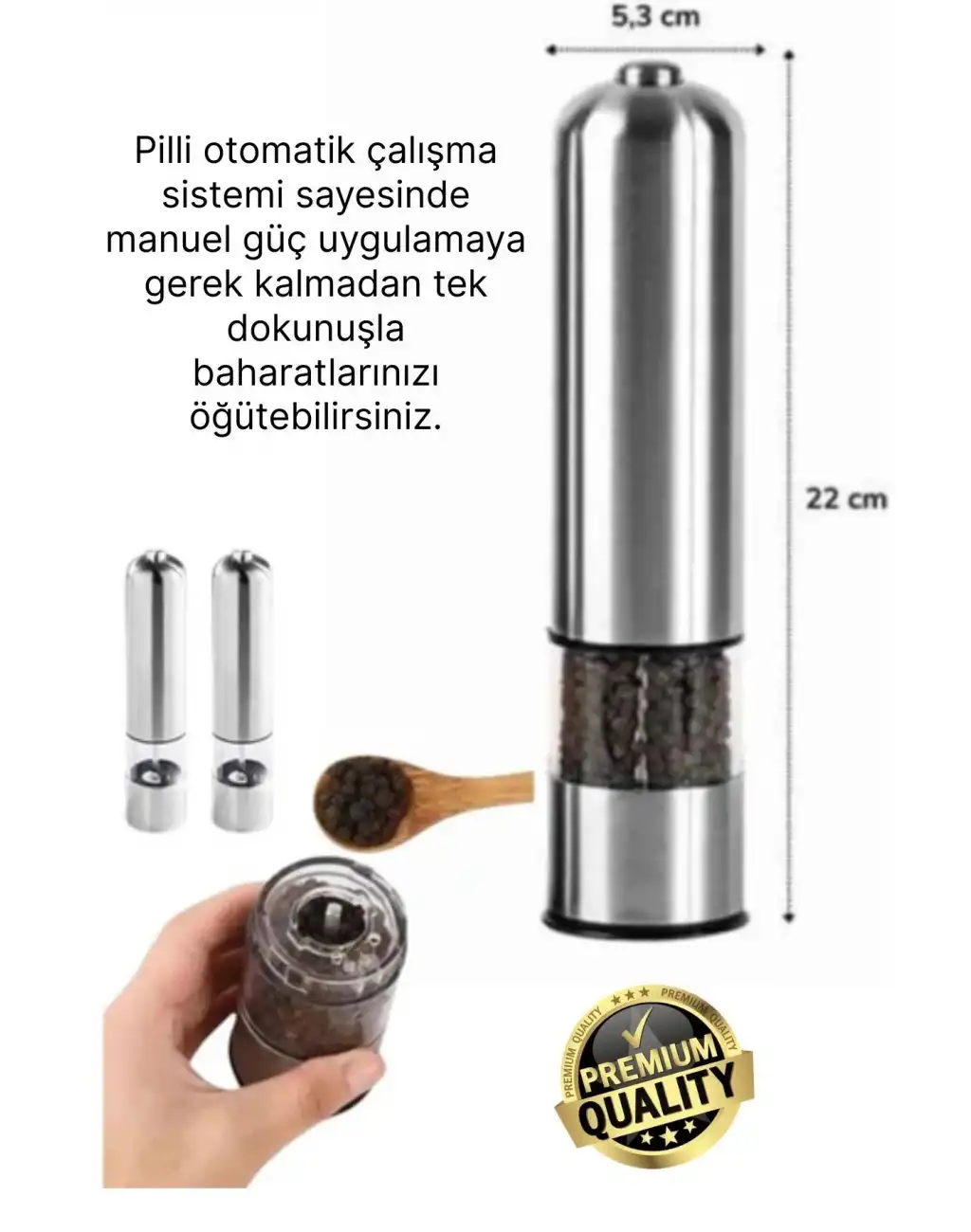 #Değirmen Pratik Mutfak Taze Zahmetsiz Pilli Otomatik Tuz Karabiber Baharat Çekme Değirmeni Öğütücü