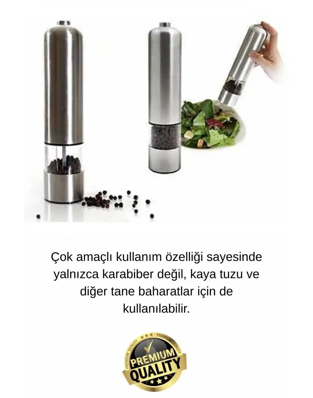 #Değirmen Pratik Mutfak Taze Zahmetsiz Pilli Otomatik Tuz Karabiber Baharat Çekme Değirmeni Öğütücü