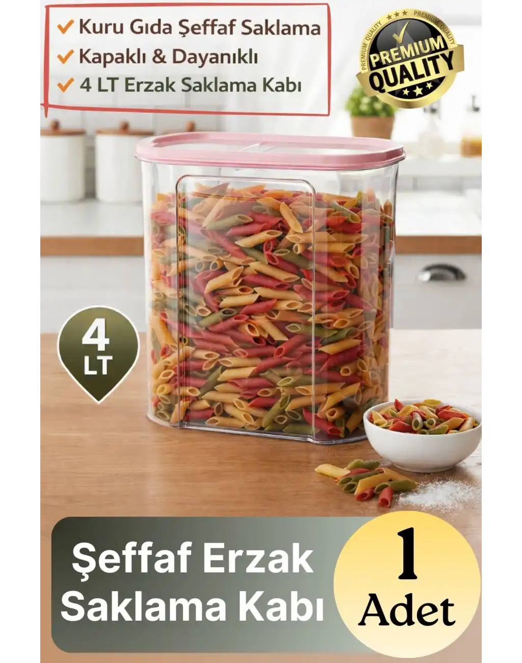 #SaklamaKabı Mutfak Düzeni Organizer Kapaklı Dayanıklı Şeffaf Kuru Gıda Erzak Saklama Kabı 4 Lt