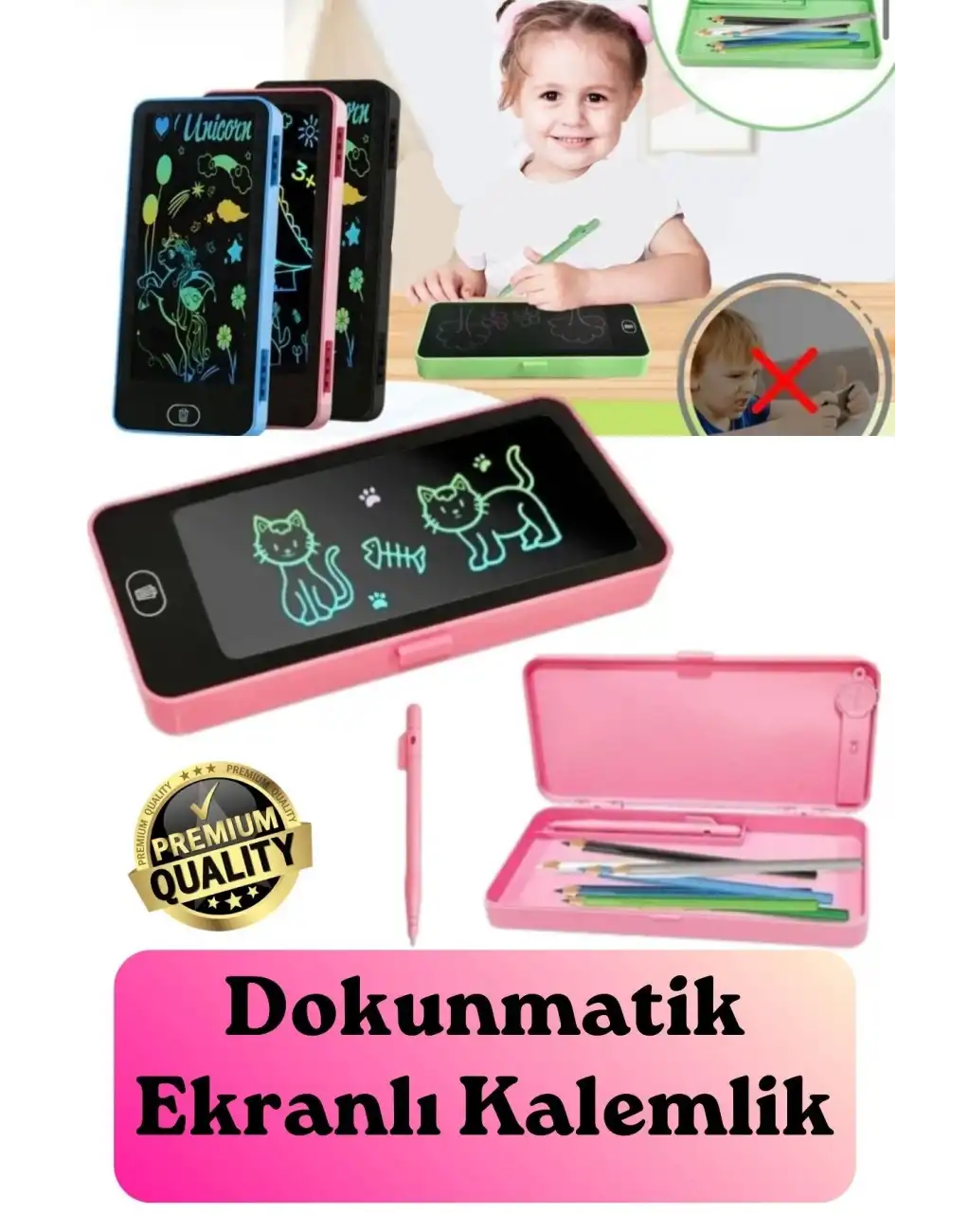 #Tablet Pratik Eğitici Eğlenceli Not Alma Yazı Tableti Özel Kalemli LCD Dokunmatik Ekranlı Kalemlik