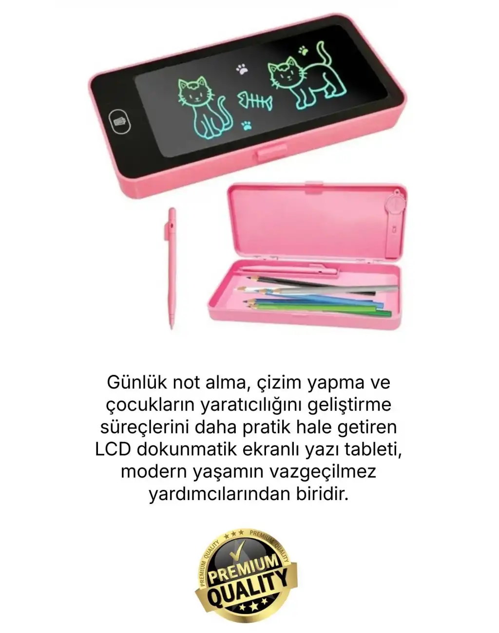 #Tablet Pratik Eğitici Eğlenceli Not Alma Yazı Tableti Özel Kalemli LCD Dokunmatik Ekranlı Kalemlik