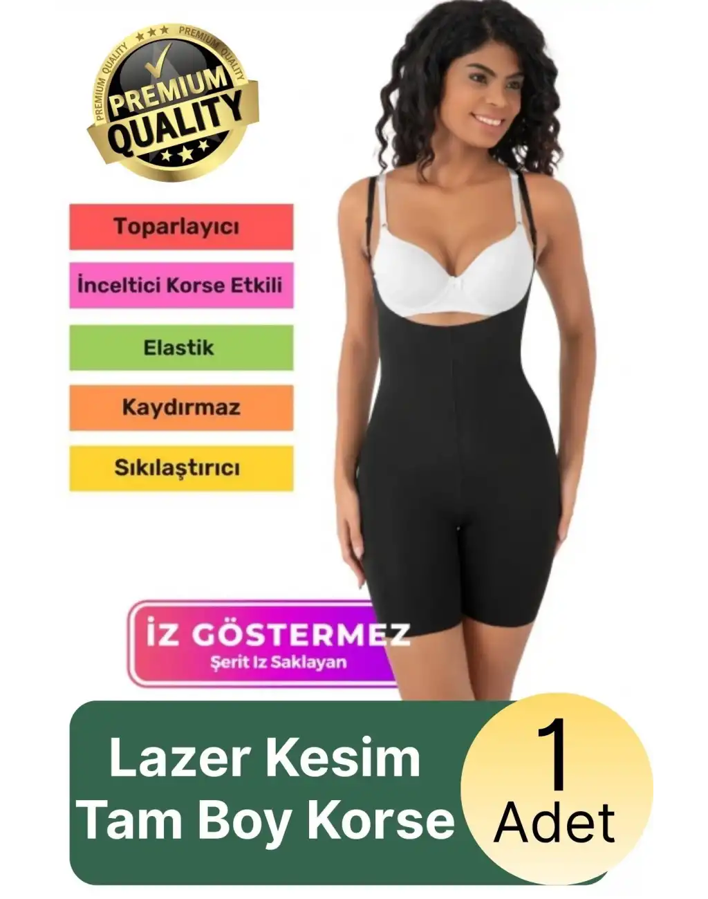 #Korse Sıkılaştırıcı İz Bırakmayan Kaymayan 2 Beden Küçülten Kadın Lazer Kesim Tam Boy Askılı Korse