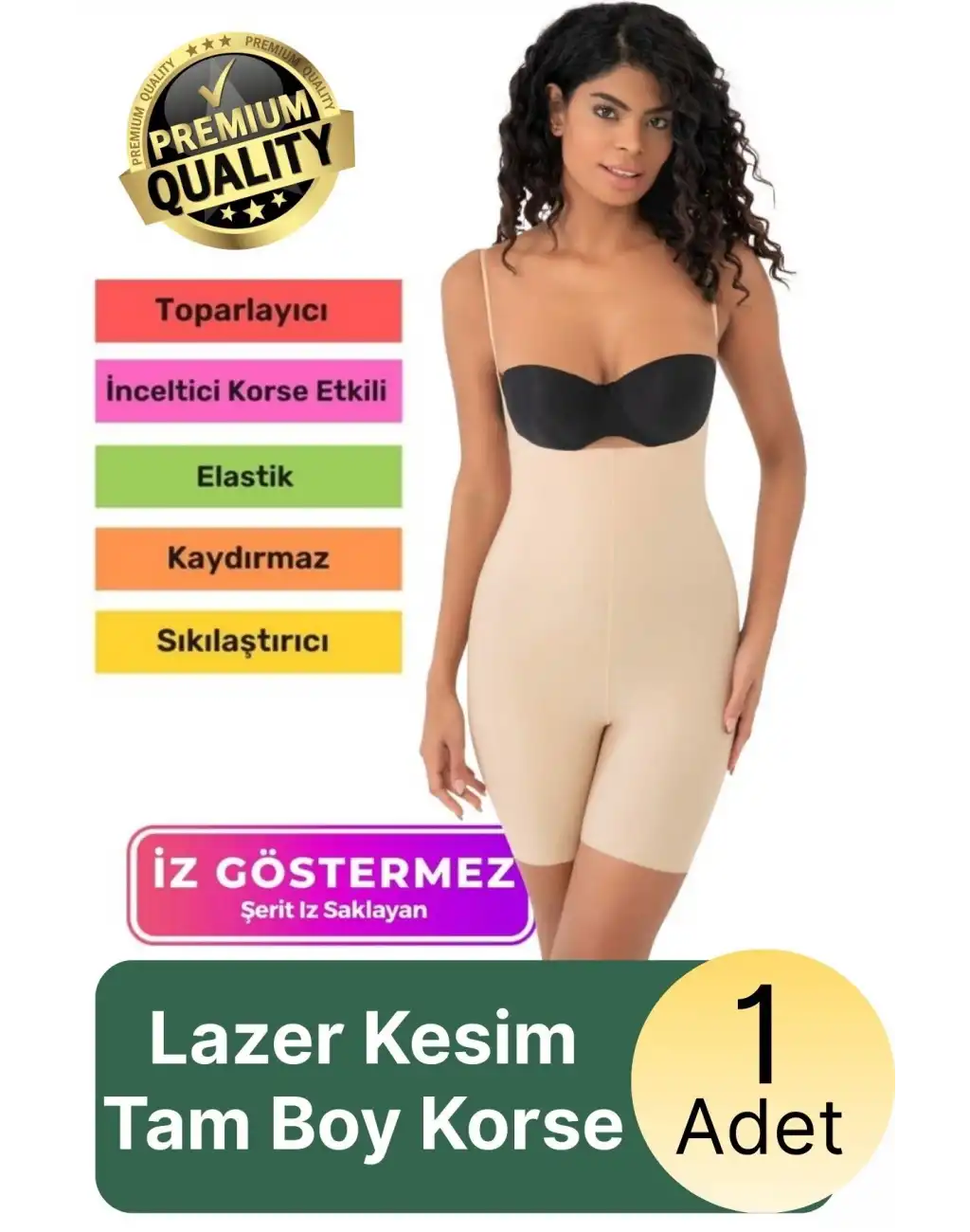 #Korse Sıkılaştırıcı İz Bırakmayan Kaymayan 2 Beden Küçülten Kadın Lazer Kesim Tam Boy Askılı Korse