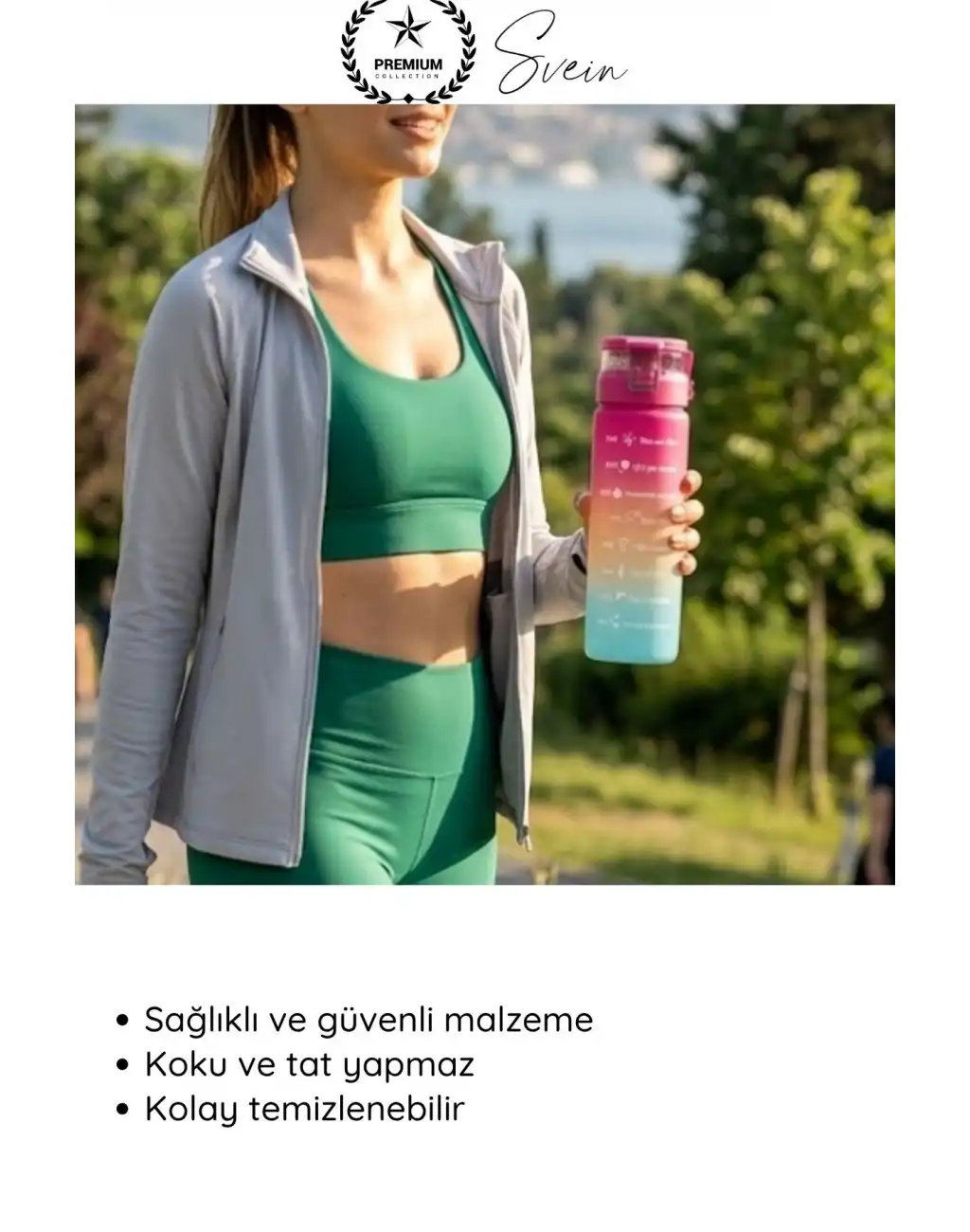 #Suluk 550 ml Cam Motivasyon Su Şişesi Matarası Ölçekli Günlük Taşınabilir Sızdırmaz Kapaklı