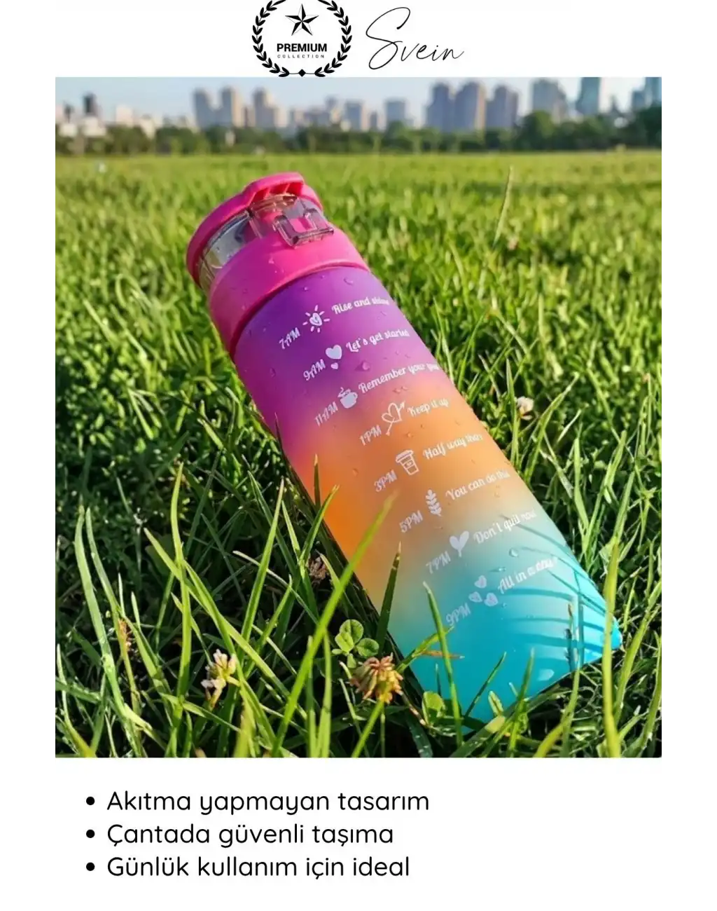 #Suluk 550 ml Cam Motivasyon Su Şişesi Matarası Ölçekli Günlük Taşınabilir Sızdırmaz Kapaklı