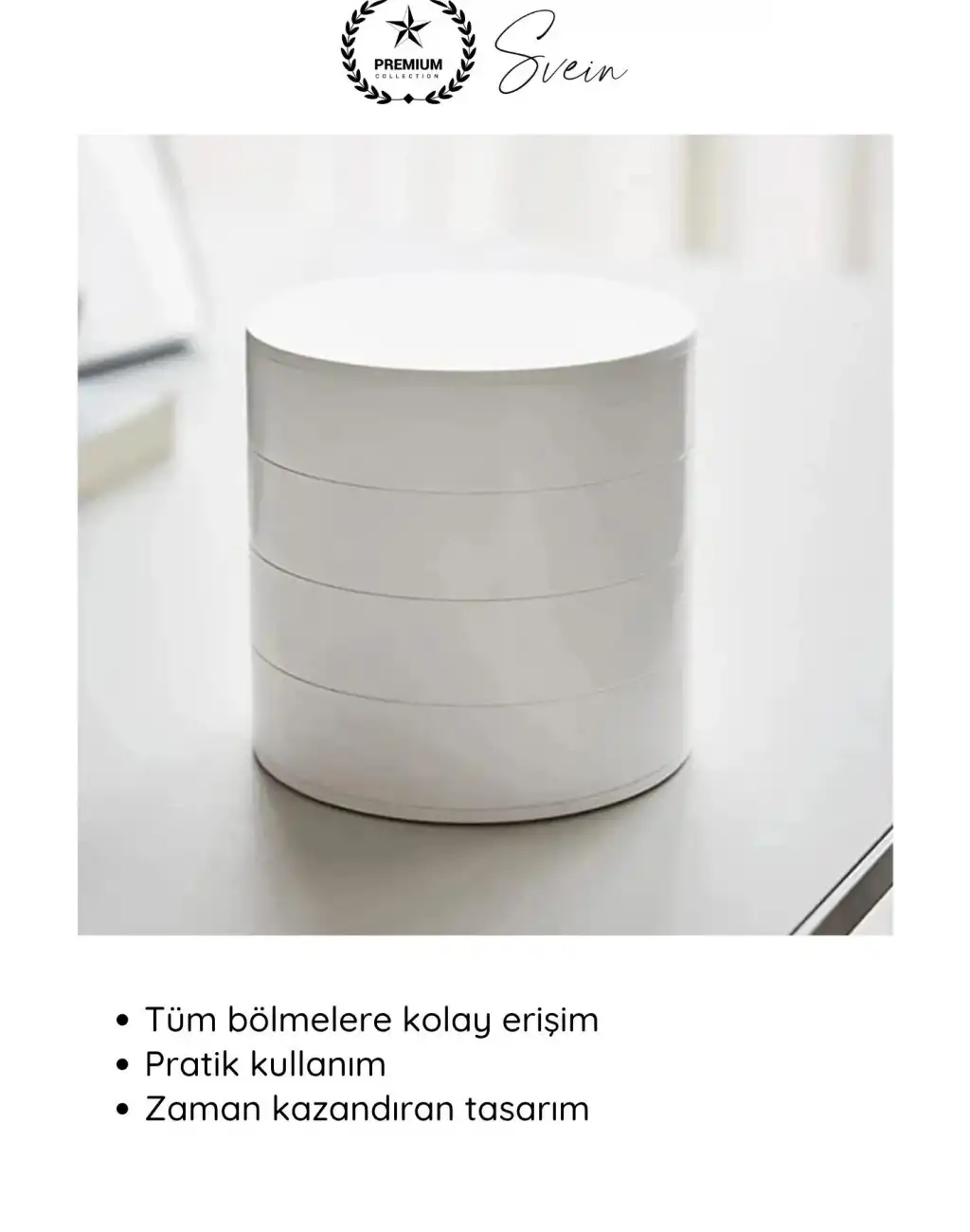 #TakıOrganizer 4 Katlı Döner Takı Organizeri 360 Derece Beyaz Takı Kutusu Yuvarlak Dekoratif Şık