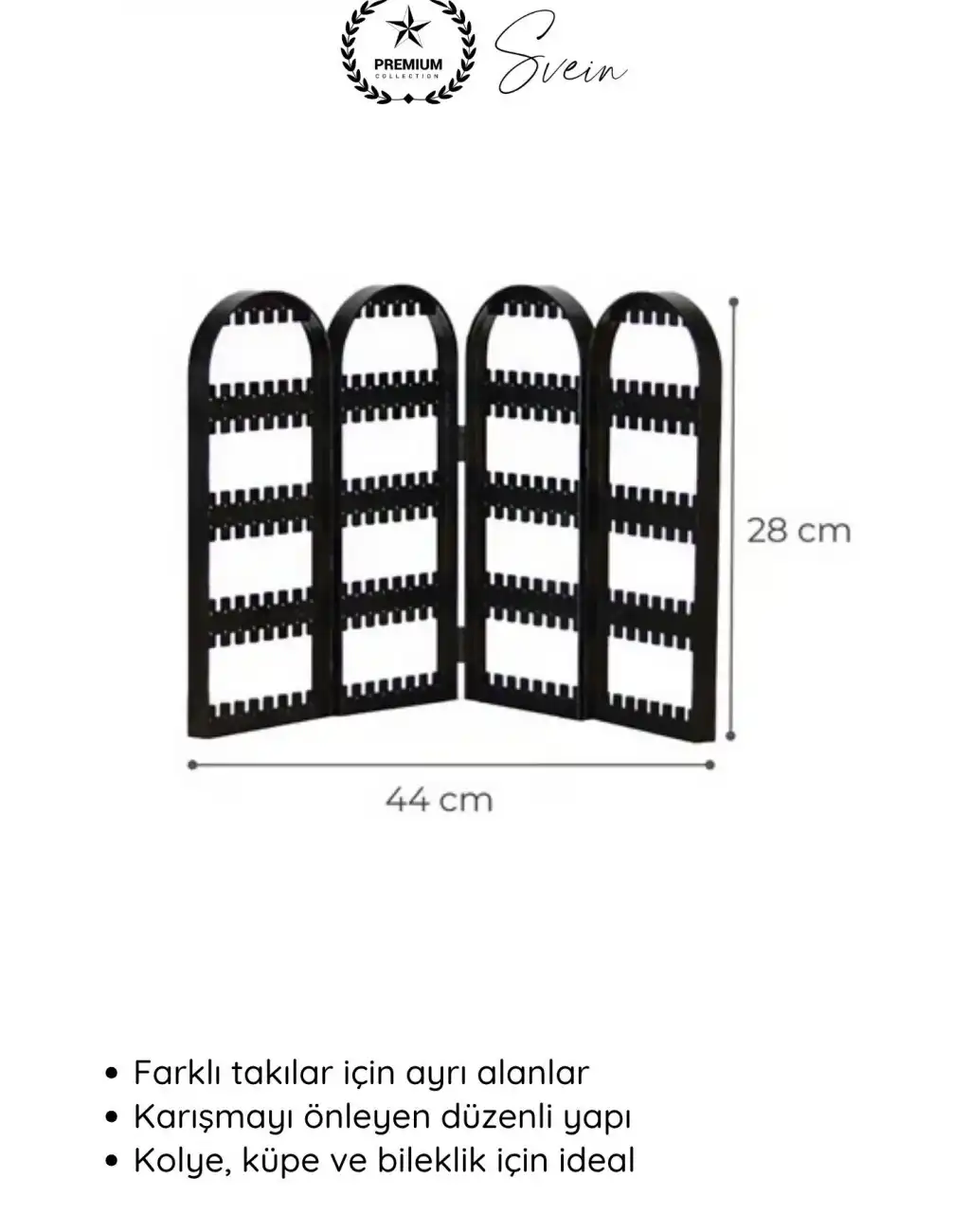 #Organizer Siyah Askılı Takı Organizeri 4 Bölmeli Masaüstü Şık Plastik Kolye Küpe Bileklik İçin