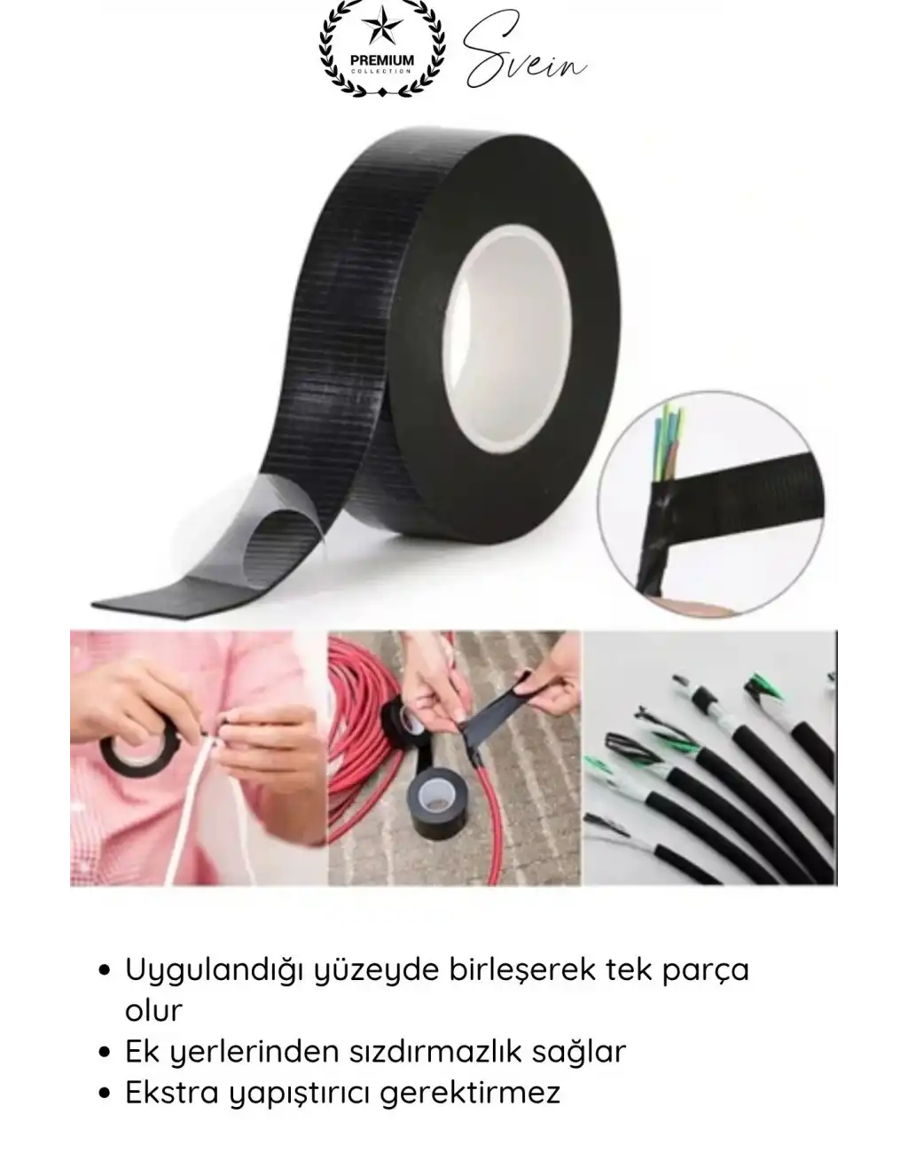 #EriyenBant 20mmx3m Su Geçirmez Eriyen Bant Kendinden Kaynaşan İzolasyon Bandı Suya Dayanıklı 2 Ad.