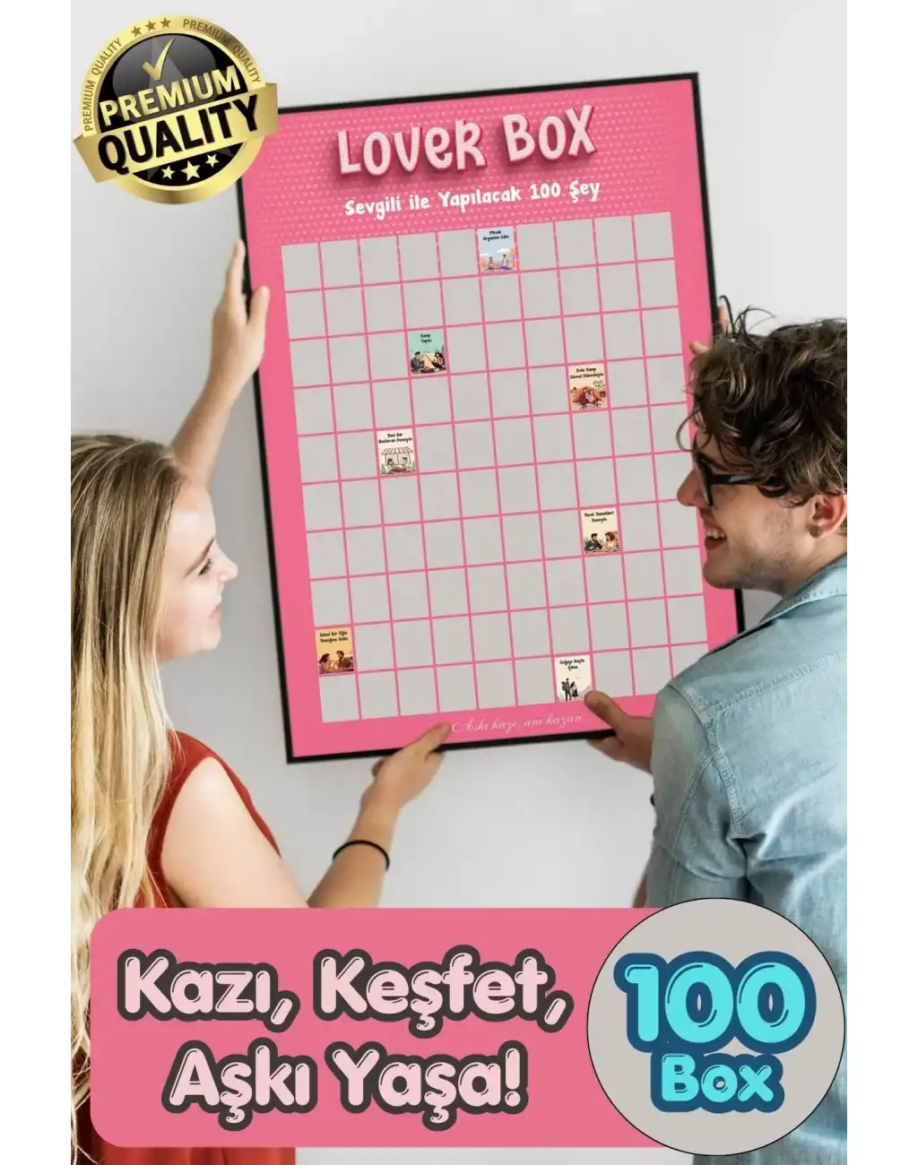 #Poster Çiftlere Özel Anı Listesi Romantik Eğlenceli Sevgiliyle Yapılacak 100 Şey Kazı Kazan Posteri