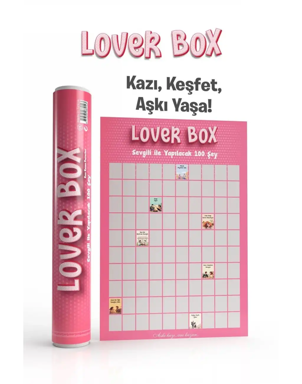 #Poster Çiftlere Özel Anı Listesi Romantik Eğlenceli Sevgiliyle Yapılacak 100 Şey Kazı Kazan Posteri