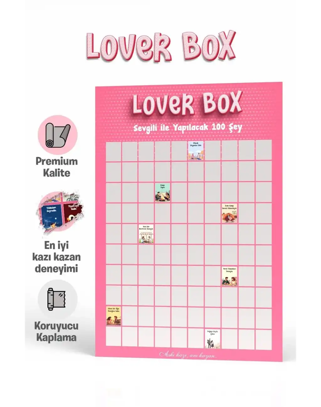 #Poster Çiftlere Özel Anı Listesi Romantik Eğlenceli Sevgiliyle Yapılacak 100 Şey Kazı Kazan Posteri