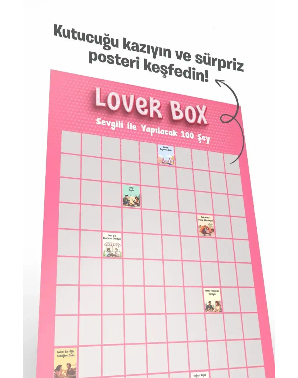 #Poster Çiftlere Özel Anı Listesi Romantik Eğlenceli Sevgiliyle Yapılacak 100 Şey Kazı Kazan Posteri