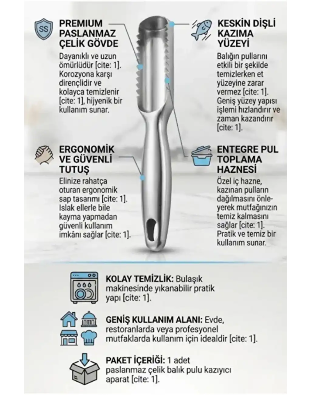 #BalıkPulu Mutfakta Zamandan Tasarruf Pratik Hijyenik Paslanmaz Çelik Balık Pulu Kazıyıcı Aparat