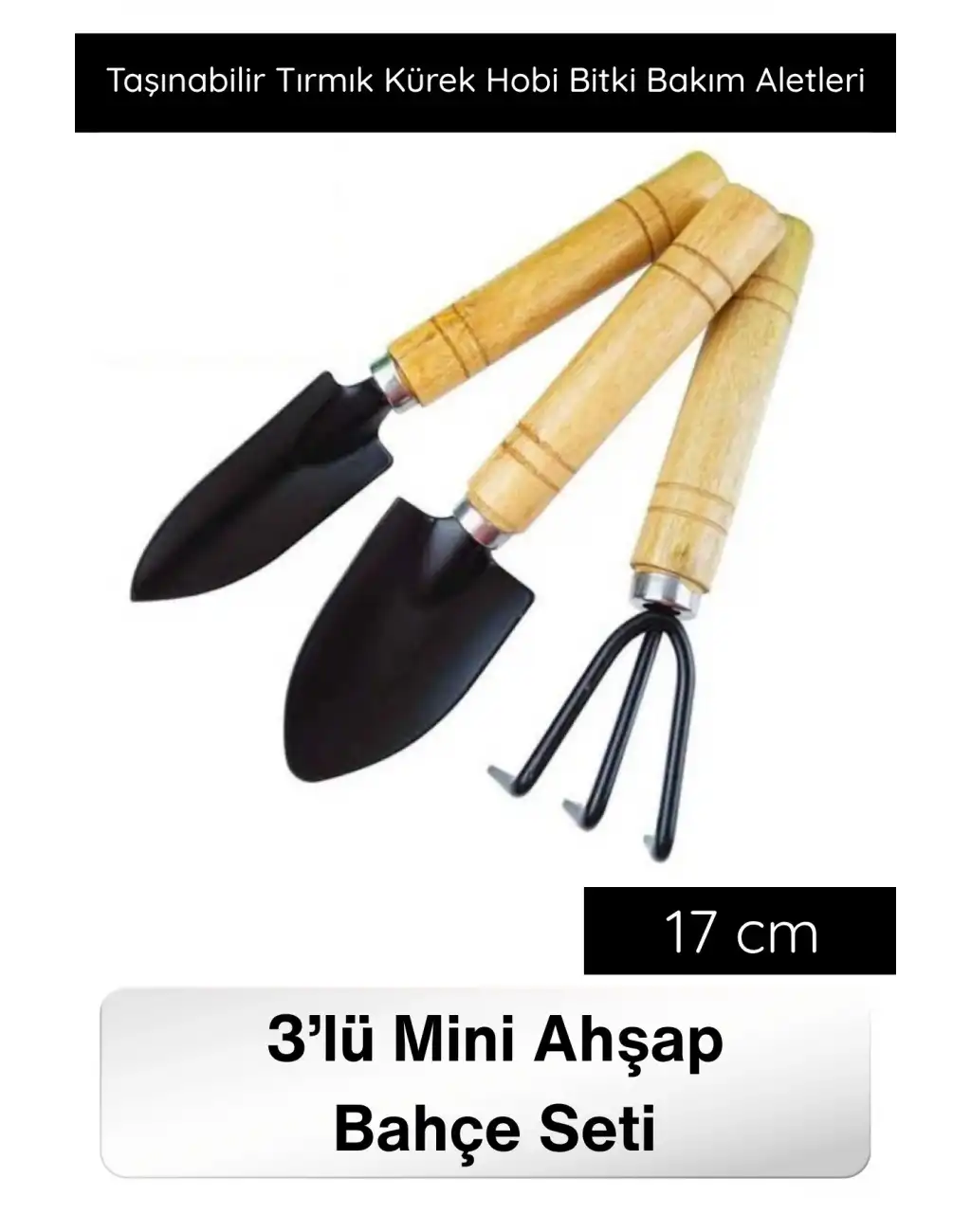 #Tırmık 3’lü Mini Ahşap Bahçe Seti Taşınabilir Tırmık Kürek Hobi Bitki Bakım Aletleri Kazma Kürek Saksı Toprak Eşeleme Kazı Ekme Edevatı Dayanıklı Sağlam Uzun Ömürlü Hafif Kolay Kullanım Düzenleme