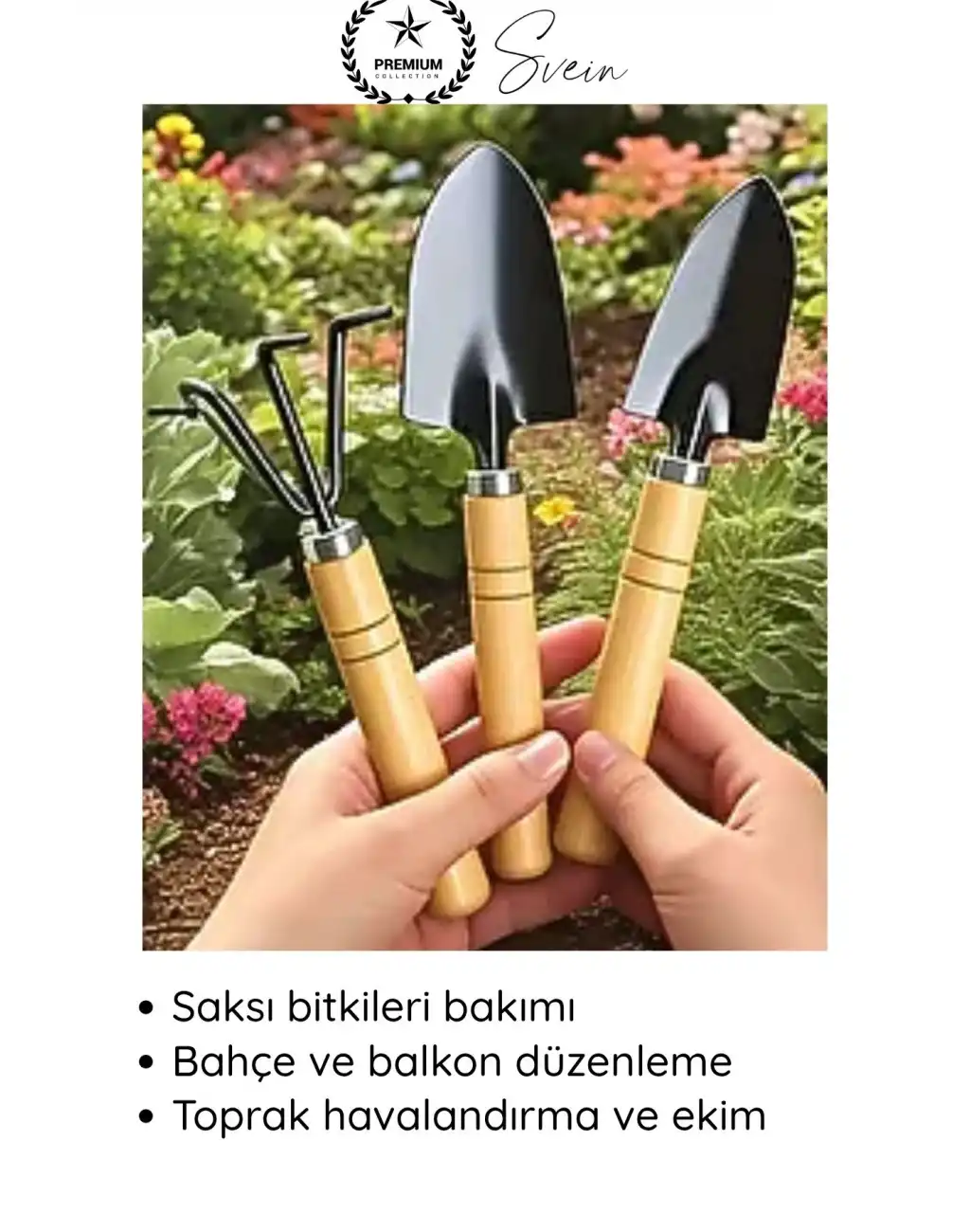#Tırmık 3’lü Mini Ahşap Bahçe Seti Taşınabilir Tırmık Kürek Hobi Bitki Bakım Aletleri Kazma Kürek Saksı Toprak Eşeleme Kazı Ekme Edevatı Dayanıklı Sağlam Uzun Ömürlü Hafif Kolay Kullanım Düzenleme