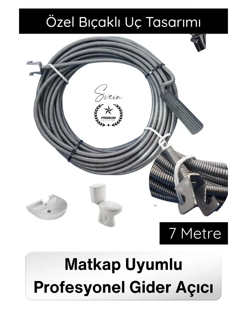 #KanalAçıcı 7 Metre Spiral Kanal Açma Susta Matkap Uyumlu Bıçaklı Pimaş Gider Açıcı Boru Temizleme Aparatı Klozet Lavabo Profesyonel Tıkanık Boru Tamir Pratik Derin Temizlik Esnek Çelik Hortum