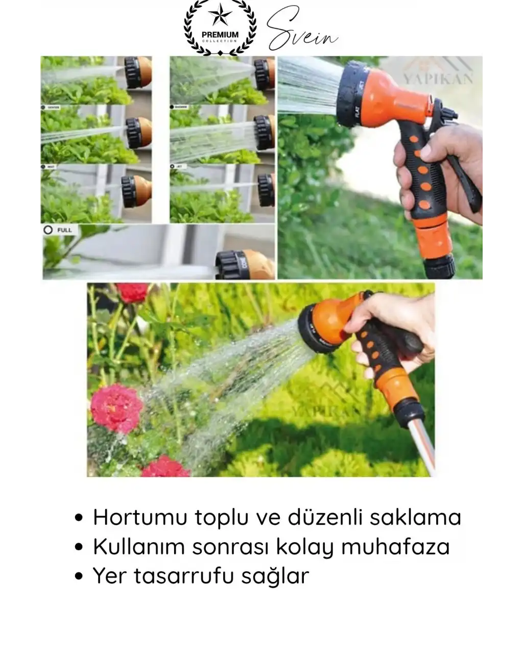 #SulamaSeti 8 Metre Bahçe Hortumu Seti 7 Kademeli Sulama Tabancası ve Standlı Komple Set Pratik Kullanışlı Balkon Teras Garaj Araba Yıkama İçin İdeal Uzun Dayanıklı Portatif Yer Kaplamaz Kolay