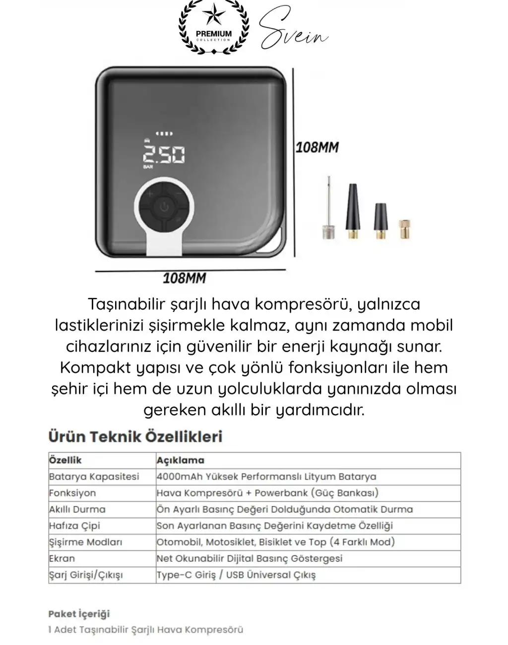 #Kompresör Taşınabilir Şarjlı Powerbank Hava Kompresörü Dijital Ekranlı Kablosuz Lastik Şişirme Otomatik Durma Akıllı Hafıza 4000mAh Basınç Ölçer Araç Motosiklet Bisiklet Top Pompası