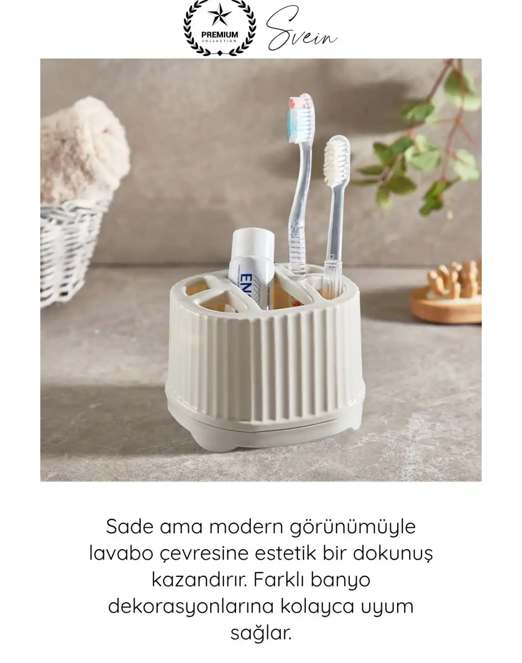 #BanyoSeti Setüstü Diş Fırçalık Sabunluk Plastik Bej Banyo Düzenleyici Organizer Diş Macunluk Aksesuar Seti Modern Minimal Lavabo Üstü Dekoratif Hijyenik Dayanıklı Pratik Çok Amaçlı Banyo Seti