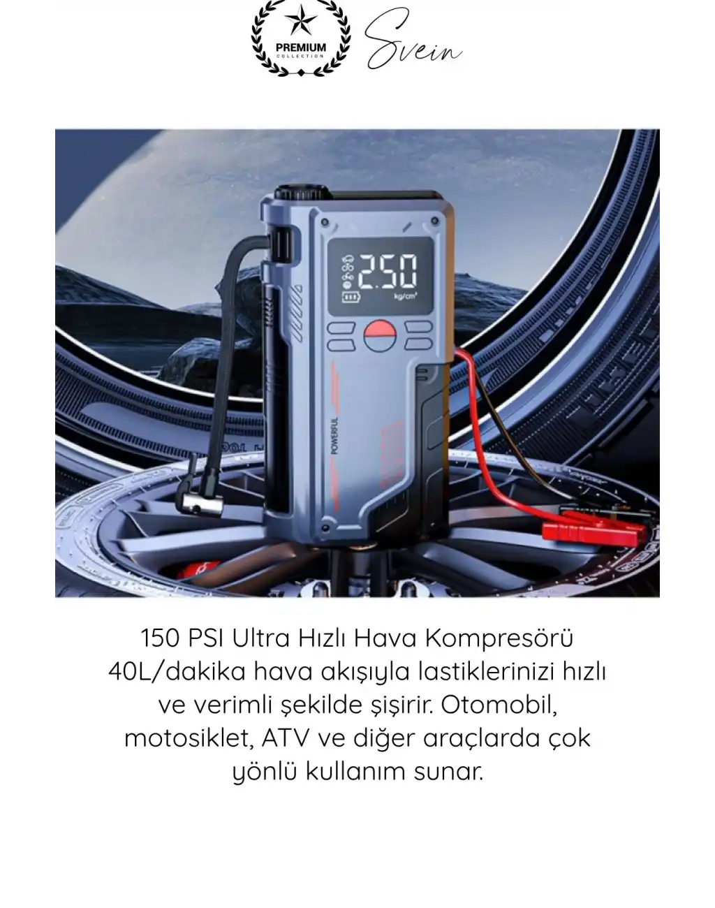 #Kompresör 1000A Jump Starter Powerbank Hava Kompresörü 4ü1 Arada Şarjlı Akü Takviye Cihazı 150 PSI Dijital Lastik Şişirme Boost Özellikli Acil Marş Starter LED Fener Powerbank Yol Yardım Seti