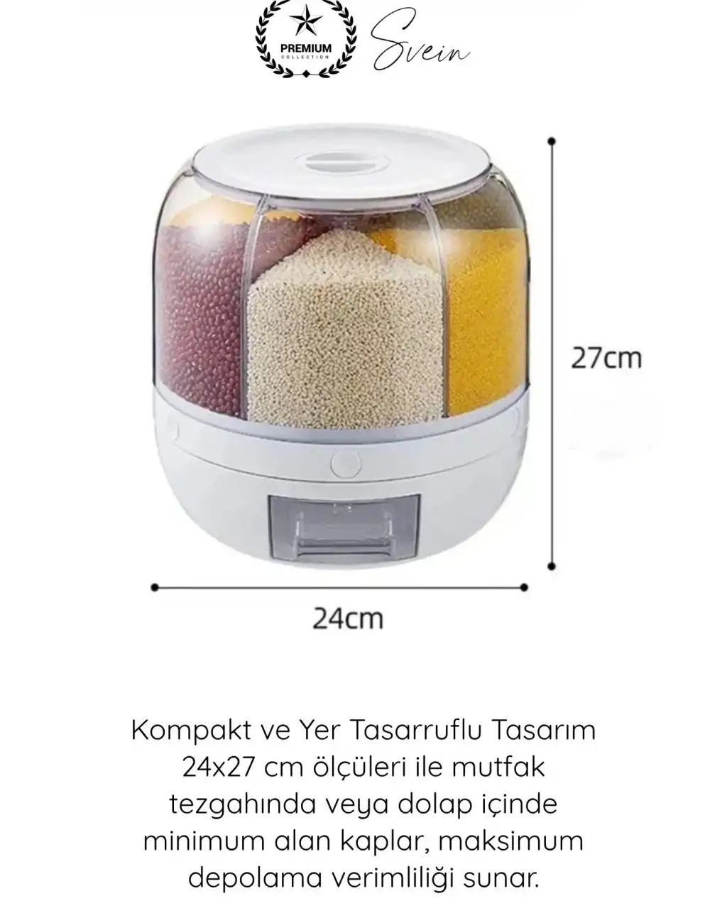 #SaklamaKabı 360 Derece 6 Bölmeli Hava Geçirmez Erzak Organizer Döner Kuru Gıda Bakliyat Saklama Kabı Şeffaf Mutfak Düzenleyici Silikon Mühürlü Tahıl Dispenseri Tek Tuşlu Dağıtıcı Büyük Kapasiteli