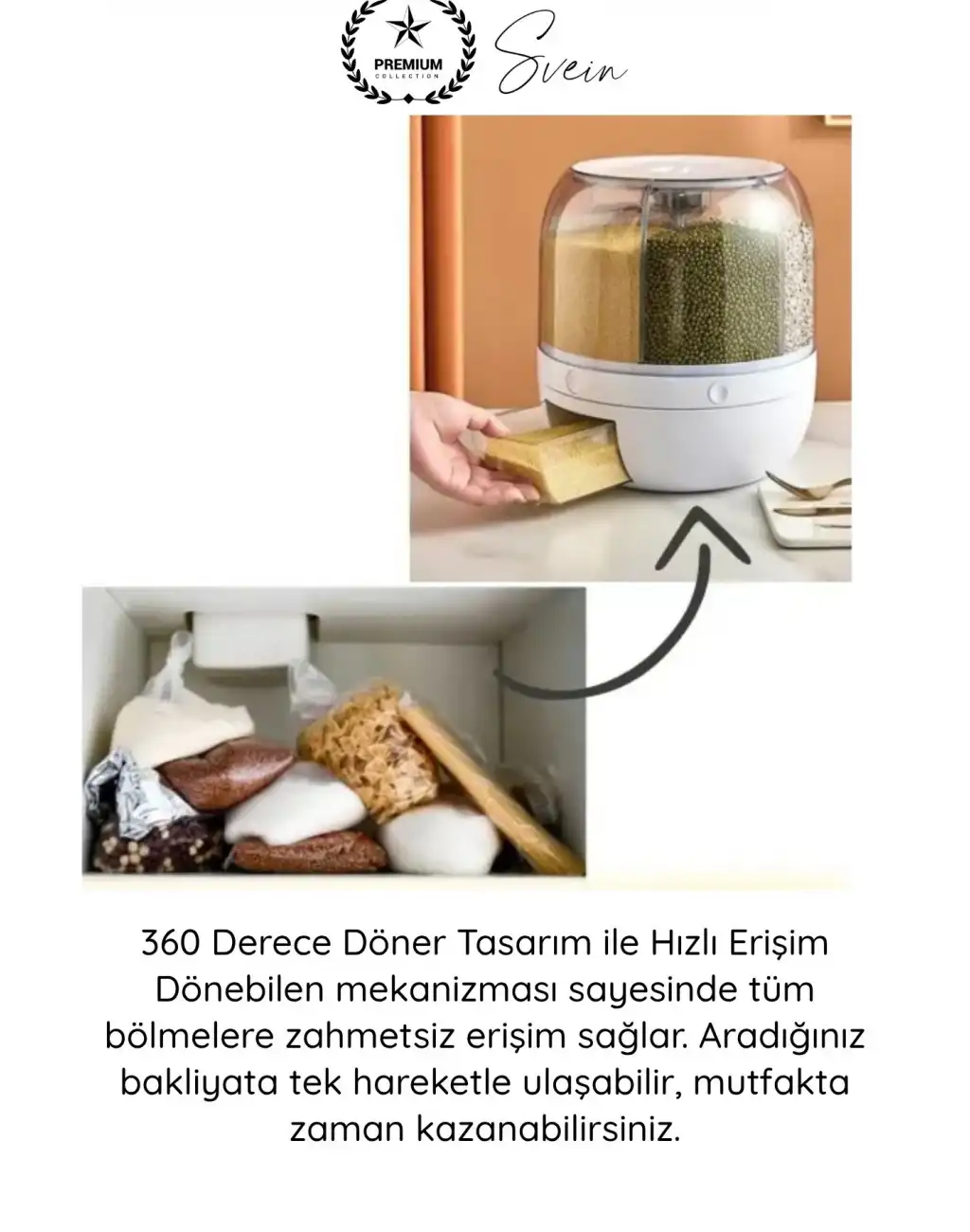 #SaklamaKabı 360 Derece 6 Bölmeli Hava Geçirmez Erzak Organizer Döner Kuru Gıda Bakliyat Saklama Kabı Şeffaf Mutfak Düzenleyici Silikon Mühürlü Tahıl Dispenseri Tek Tuşlu Dağıtıcı Büyük Kapasiteli