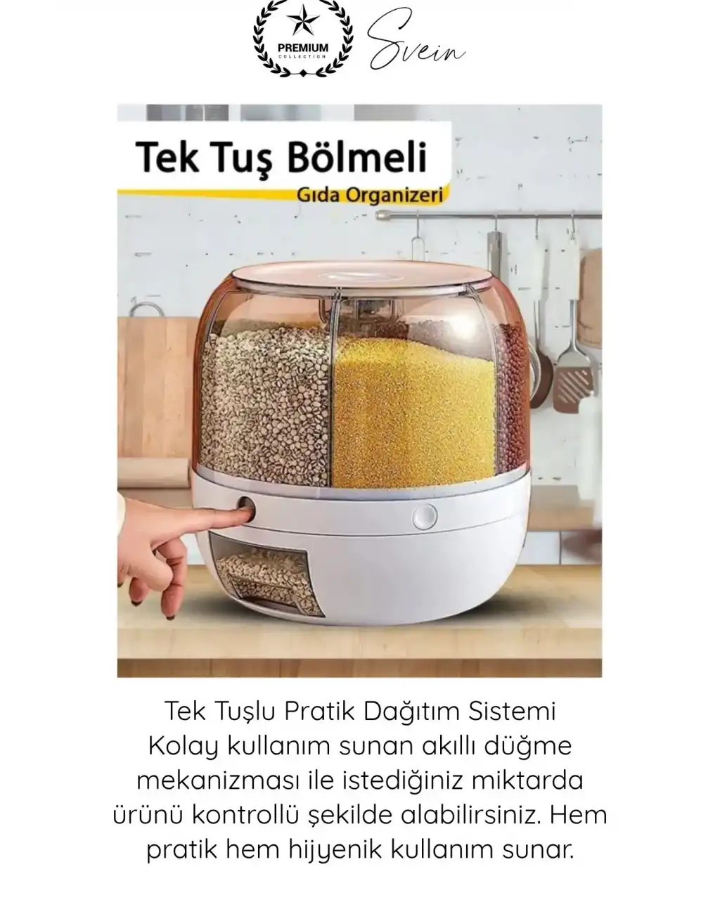 #SaklamaKabı 360 Derece 6 Bölmeli Hava Geçirmez Erzak Organizer Döner Kuru Gıda Bakliyat Saklama Kabı Şeffaf Mutfak Düzenleyici Silikon Mühürlü Tahıl Dispenseri Tek Tuşlu Dağıtıcı Büyük Kapasiteli