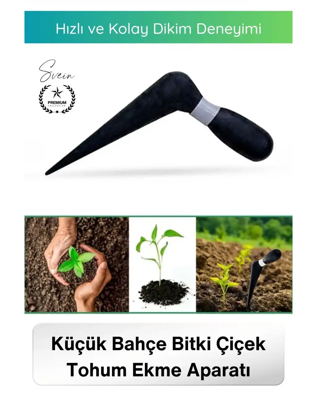 #Fide Küçük Bahçe Bitki Çiçek Tohum Ekim Manuel Fide Dikme Aparatı Siyah Saplı Dayanıklı Toprak Delici Bahçe El Aleti Pratik Dikim Aracı Fidan Yer Açıcı Hobi Bahçe Ekim Ekipmanı