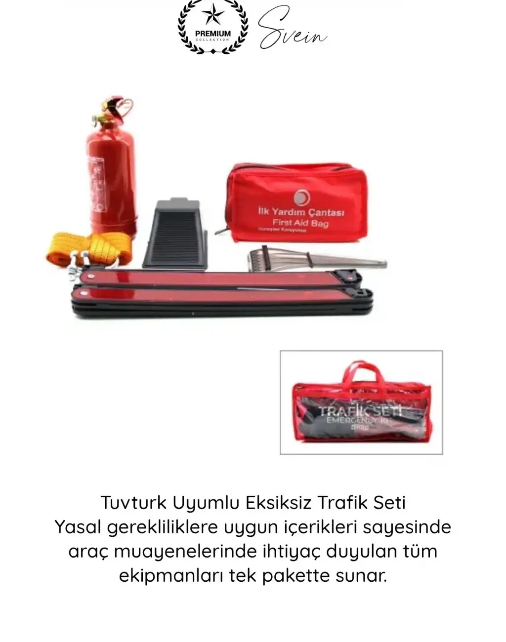 #TrafikSeti Trafik Seti Yangın Tüpü Reflektör Çantalı Tüvtürk Uyumlu Araç Çeki Halatı İlk Yardım Seti 38 Parça Oto Acil Durum Güvenlik Ekipmanları Bagaj Organizasyon Yol Yardım Seti