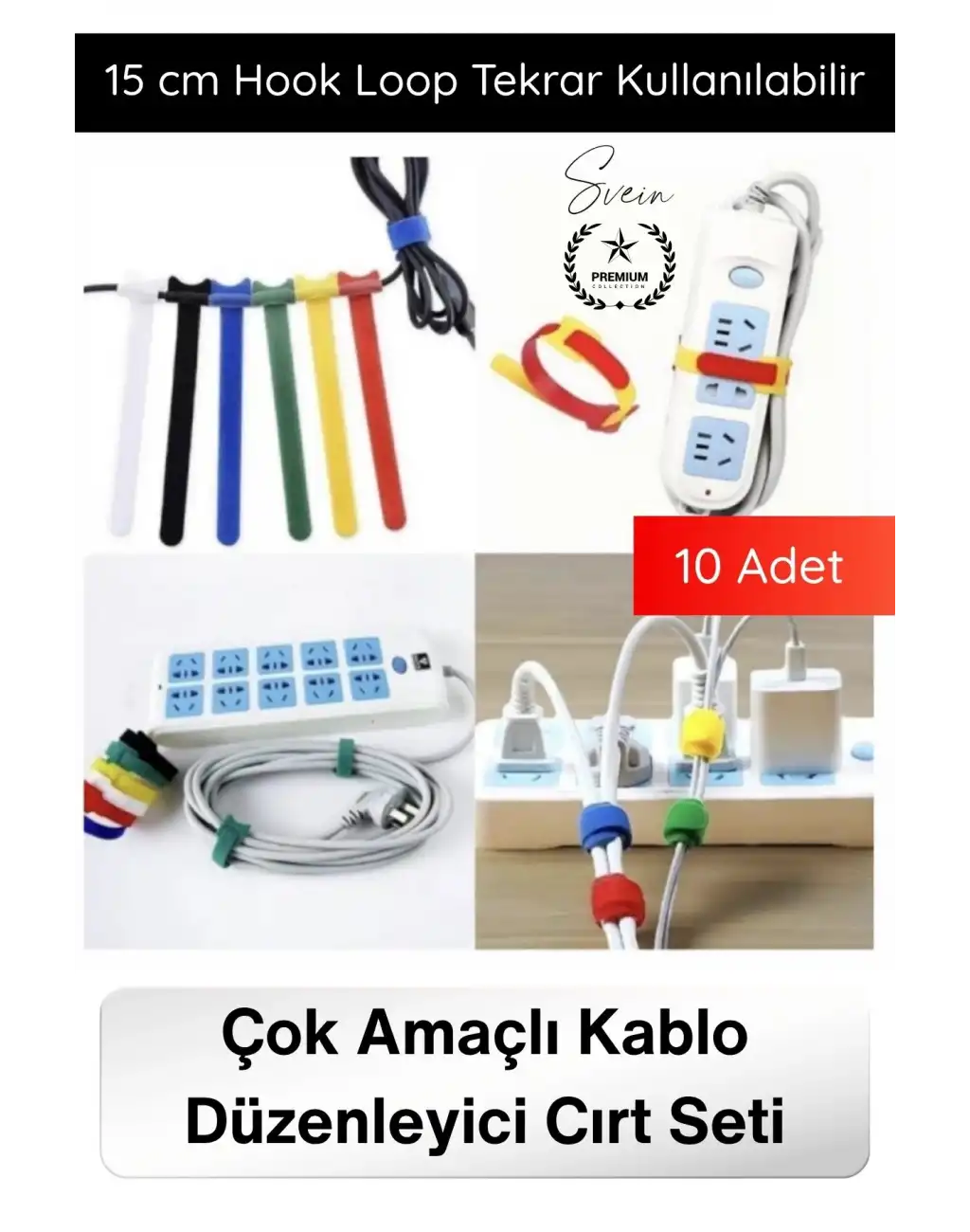 #Düzenleyici Organizer Naylon Siyah Çok Amaçlı Kablo Düzenleyici Cırt Cırtlı Kelepçe Seti 10 Adet 15cm Hook Loop Tekrar Kullanılabilir Kablo Toplayıcı Ev Ofis Atölye Masaüstü Düzenleme Aparatı