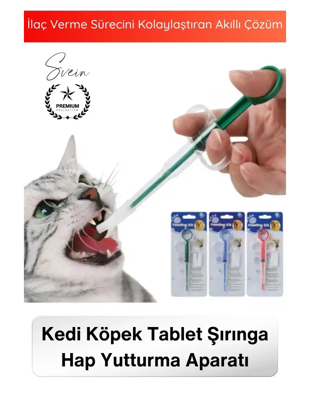 #EvcilHayvan Petshop Kedi Köpek Tablet Şırınga Hap Yutturma Aparatı Evcil Hayvan İlaç Verme Enjektörü Ergonomik Sıvı Tablet Uyumlu Yavru Yetişkin Kullanım Veteriner Yardımcı Bakım Aleti