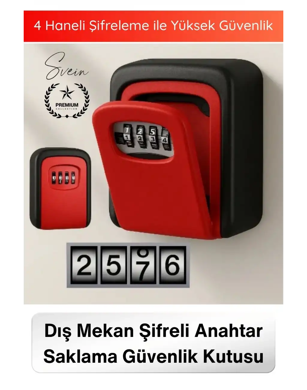 #Kasa Kasa Dış Mekan Şifreli Anahtar Saklama Güvenlik Kutusu Kırmızı Dayanıklı Kilitli Key Lock Box Airbnb Ofis Bahçe Duvar Montajlı 4 Haneli Kombinasyon Eşya Saklama Kasası Kart Özel Eşya Paslanmaz