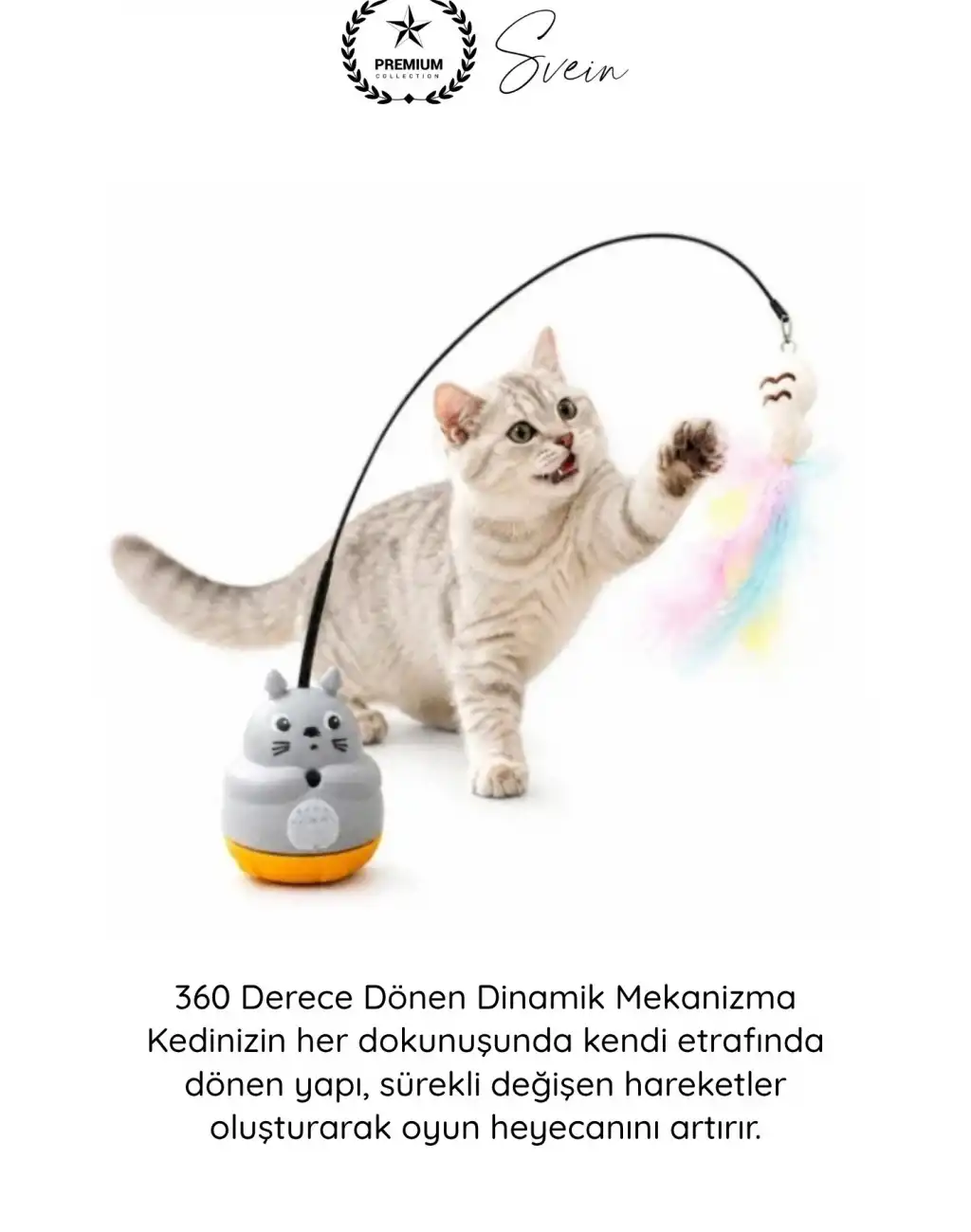 #KediOyuncağı İnteraktif 360 Dönen Yapışkanlı Kedi Oyuncağı Peluş Balıklı Yaylı Olta Eğitici Hareketli Kedi Aktivite Oyuncağı Avcılık Egzersiz Aparatı Yapışkan Tabanlı Dayanıklı Pet Oyuncağı