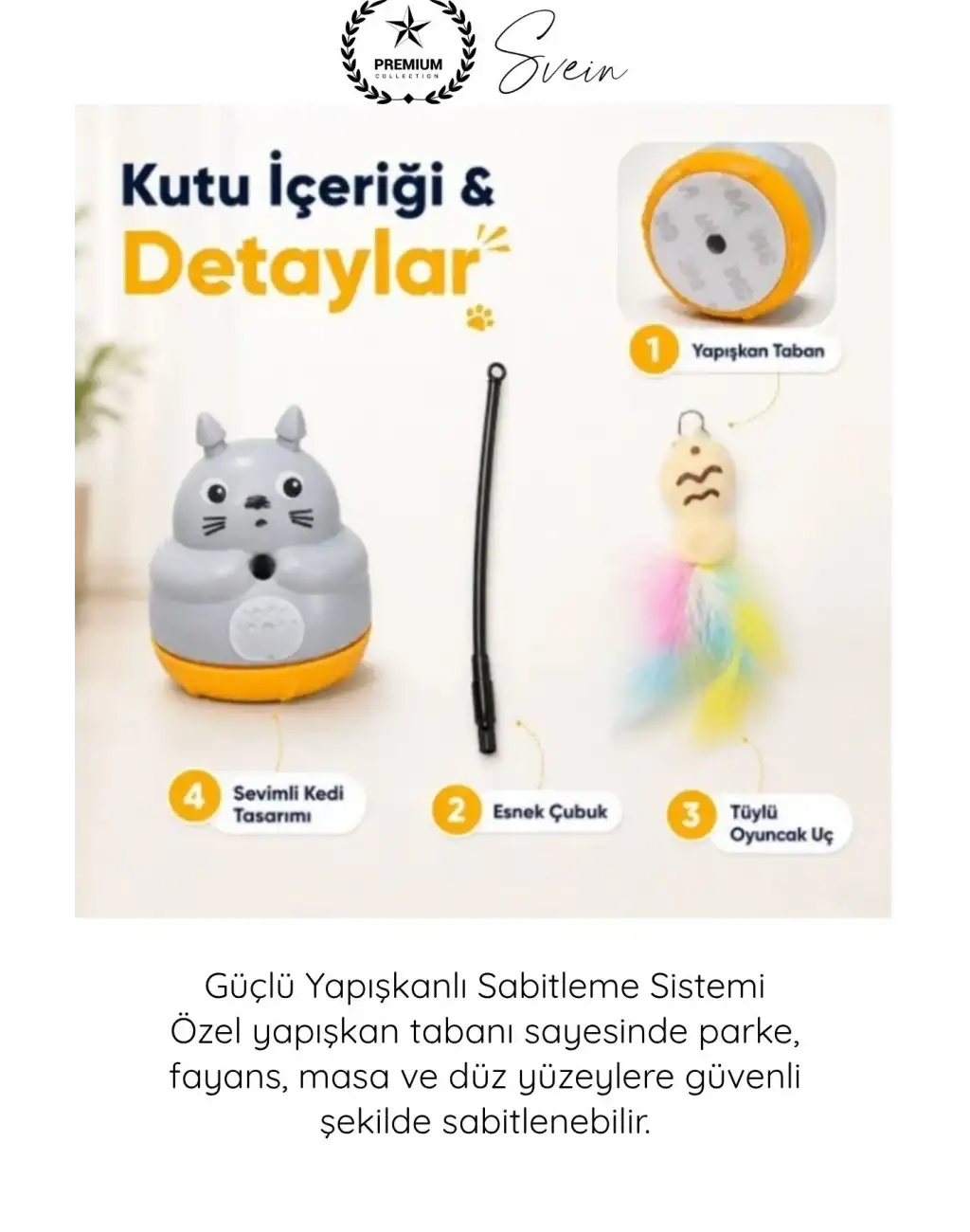 #KediOyuncağı İnteraktif 360 Dönen Yapışkanlı Kedi Oyuncağı Peluş Balıklı Yaylı Olta Eğitici Hareketli Kedi Aktivite Oyuncağı Avcılık Egzersiz Aparatı Yapışkan Tabanlı Dayanıklı Pet Oyuncağı