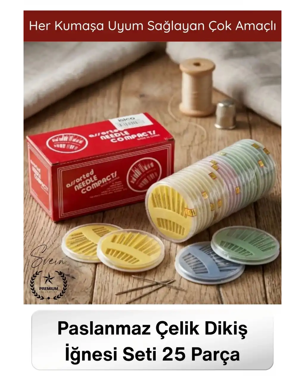 #Dikiş Paslanmaz Çelik Dikiş İğnesi Seti 25 Parça Profesyonel Terzi Nakış Hobi El Dikiş Kiti Kumaş Tamir Aksesuarı Çok Boyutlu Dayanıklı Saklama Kutulu Hassas Dikiş Malzemesi