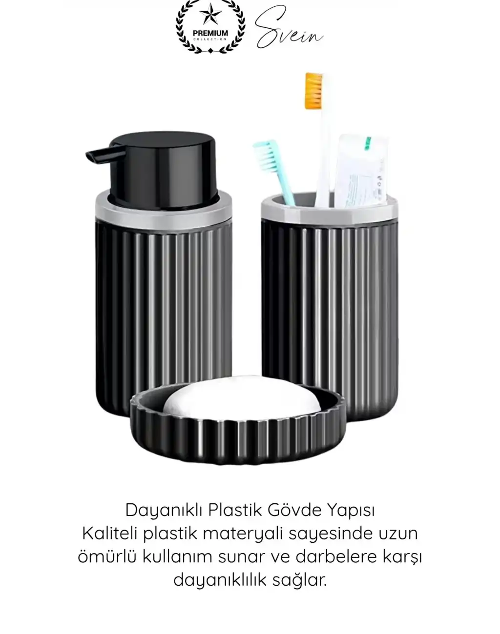 #Sabunluk Plastik Banyo Seti 3’lü Diş Fırçalık Sıvı Sabunluk Katı Sabunluk Modern Düzenleyici Şık Dayanıklı Pompalı Banyo Aksesuarı Mutfak Kullanımına Uygun Dekoratif Organizer Set