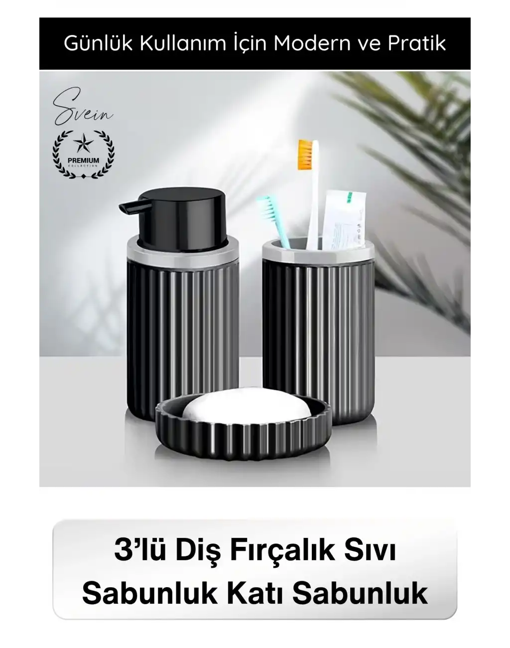 #Sabunluk Plastik Banyo Seti 3’lü Diş Fırçalık Sıvı Sabunluk Katı Sabunluk Modern Düzenleyici Şık Dayanıklı Pompalı Banyo Aksesuarı Mutfak Kullanımına Uygun Dekoratif Organizer Set
