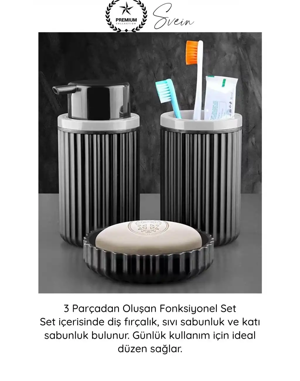 #Sabunluk Plastik Banyo Seti 3’lü Diş Fırçalık Sıvı Sabunluk Katı Sabunluk Modern Düzenleyici Şık Dayanıklı Pompalı Banyo Aksesuarı Mutfak Kullanımına Uygun Dekoratif Organizer Set